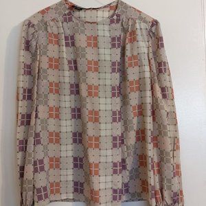 Lavender Peach Blouse with hidden button panel S16